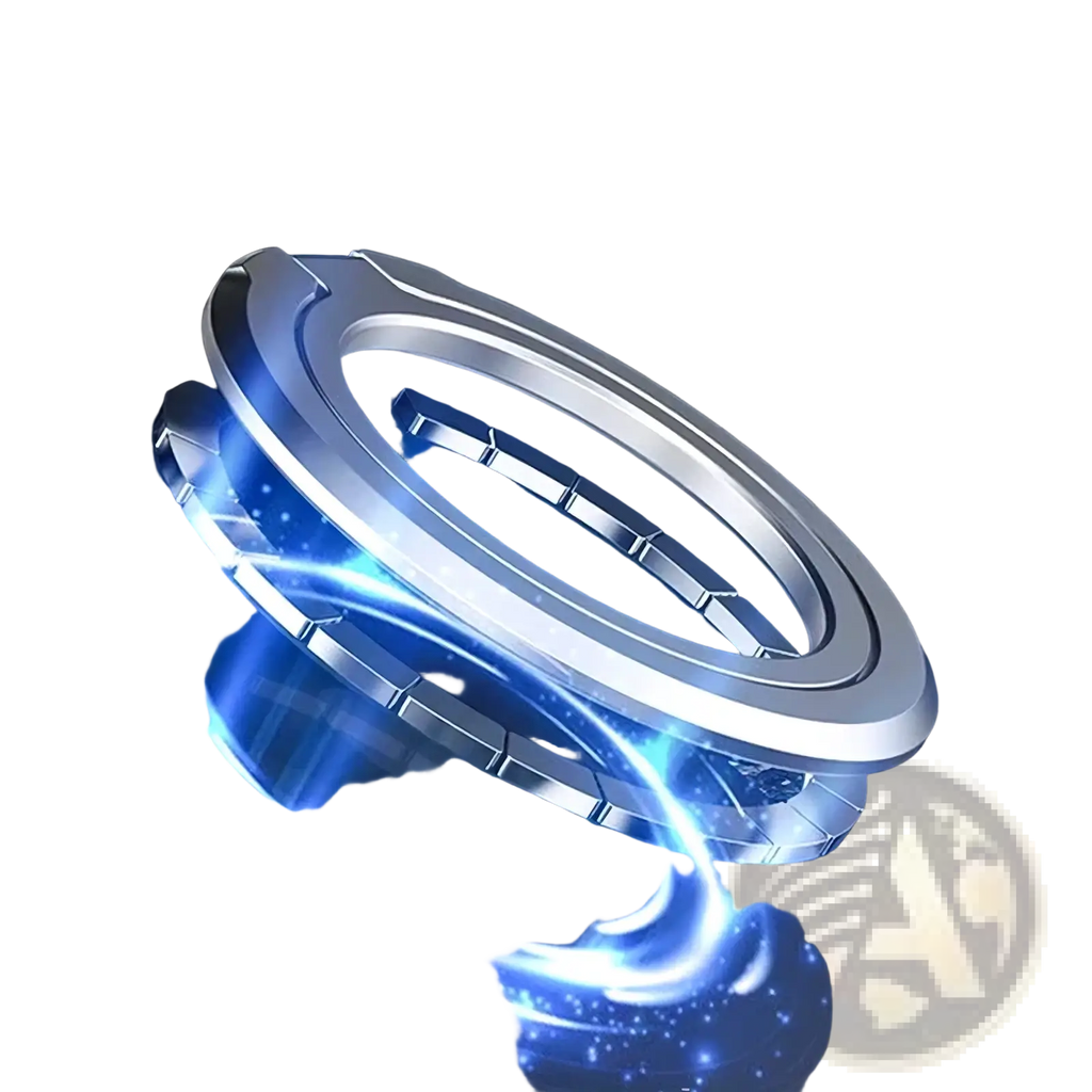 Silver metallic magnetic phone ring holder for magsafe with sleek circular design and concentric rings on the back side
