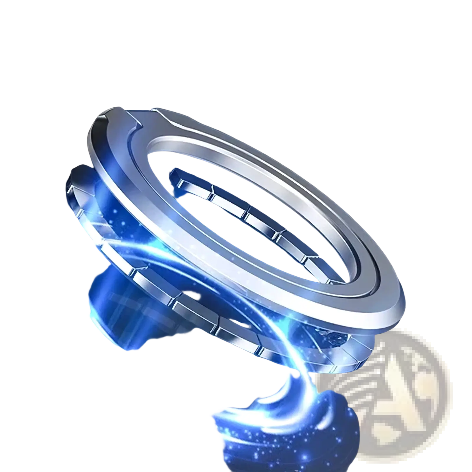 Silver metallic magnetic phone ring holder for magsafe with sleek circular design and concentric rings on the back side