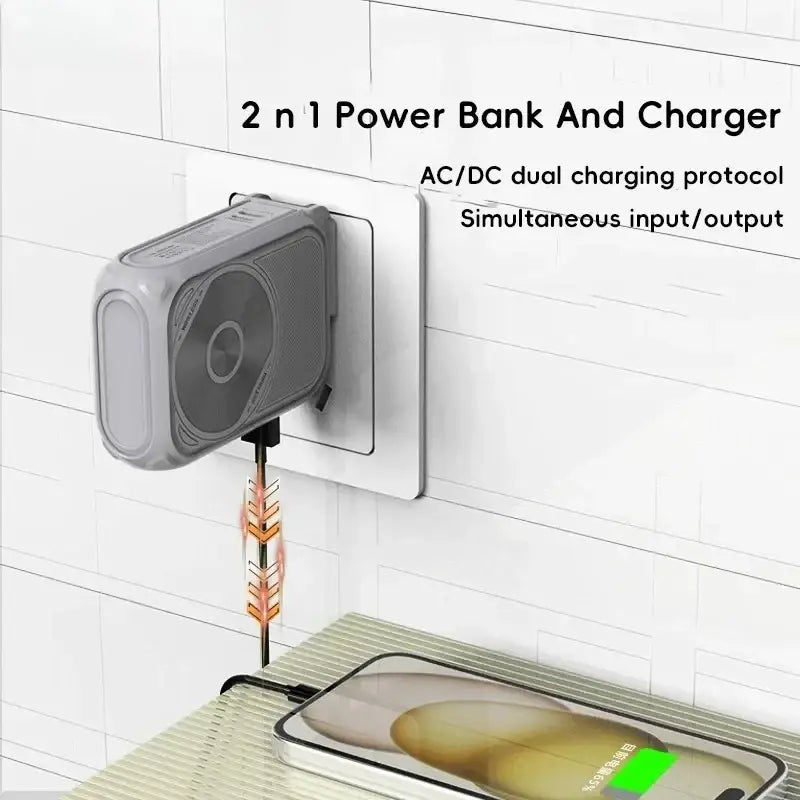 Gray plastic magnetic power bank 20000mah fast wireless charger with ac dc dual charging protocol power bank feature