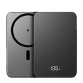 Black magnetic power bank 20000mah with sleek design and digital display showing 100% battery level for quick charge