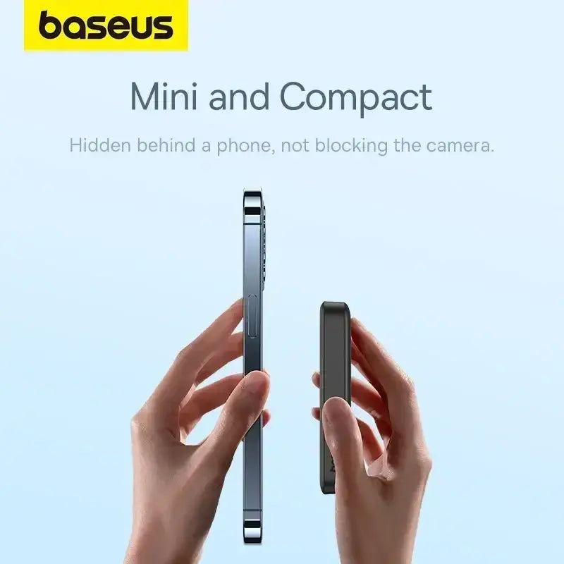 Black baseus magnetic power bank 20w wireless portable charger with compact design and high energy conversion rate