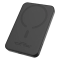 Black matte magnetic power bank with 20w wireless charging pad and baseus logo featuring high energy conversion rate