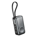Magnetic power bank 5000mah with a matte black finish, built-in loop handle, and multiple charging ports for portability