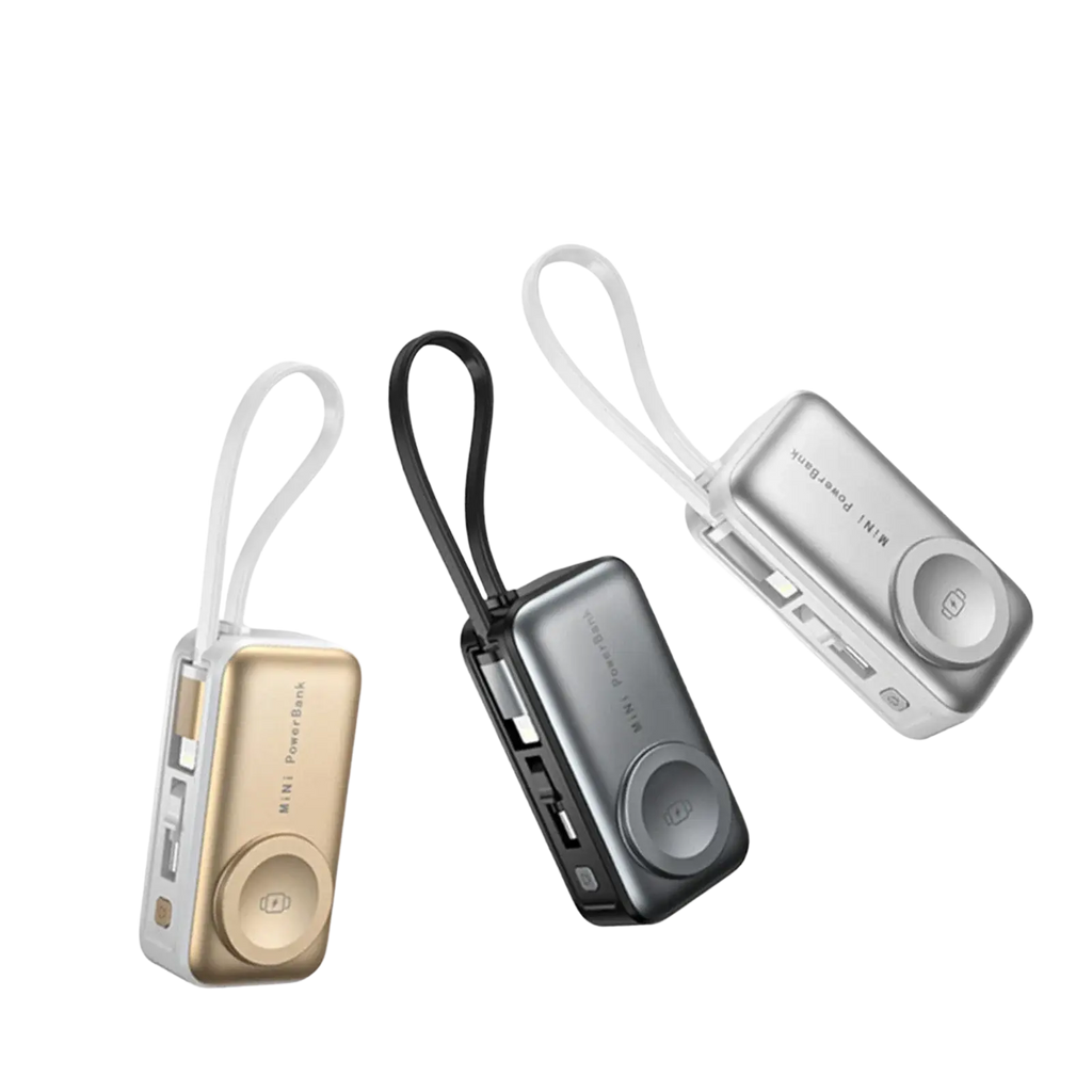 Compact magnetic power bank 5000mah available in gold black and silver finishes for portable charging convenience