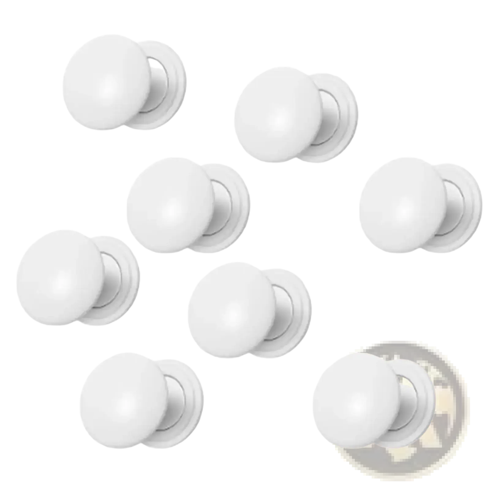 White ceramic magnetic race bib holder clips with smooth rounded design for running use