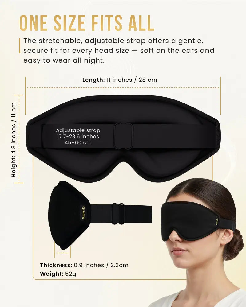 Magnetic 3d contour ice silk blackout sleep mask in black with adjustable strap and soft padded design for comfortable use