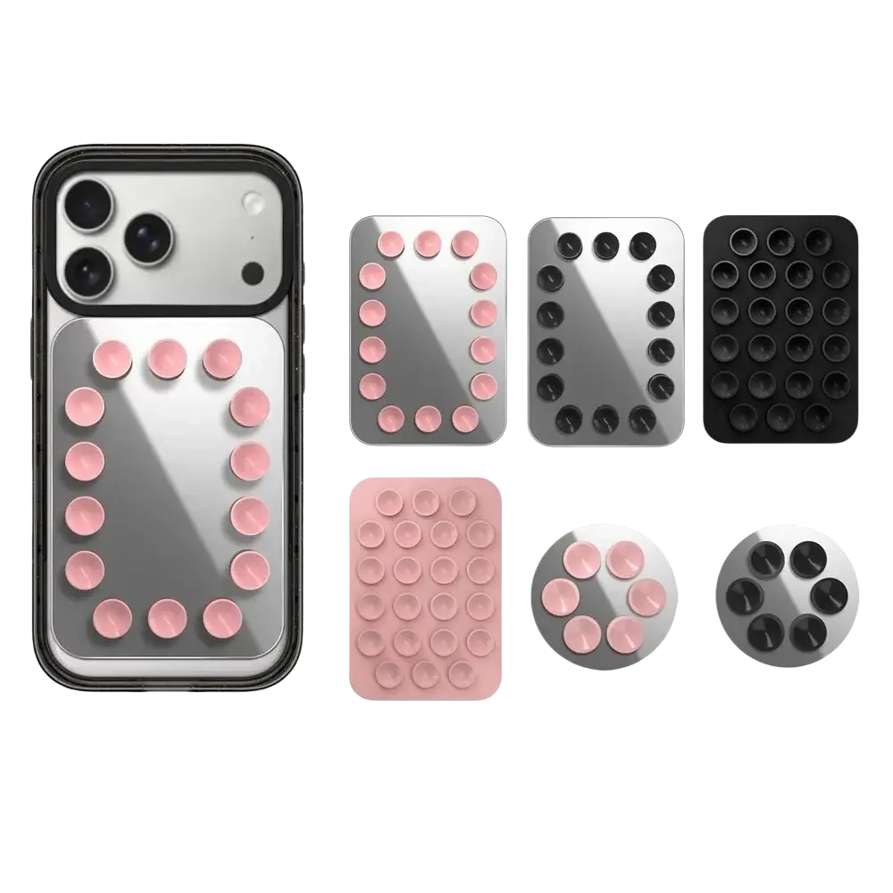 Magnetic suction phone mount for iphone pro max featuring pink and black suction cup accessories for secure attachment