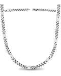 Magnetic silver stainless steel Miami link curb chain therapy necklace with a polished reflective finish and secure clasp