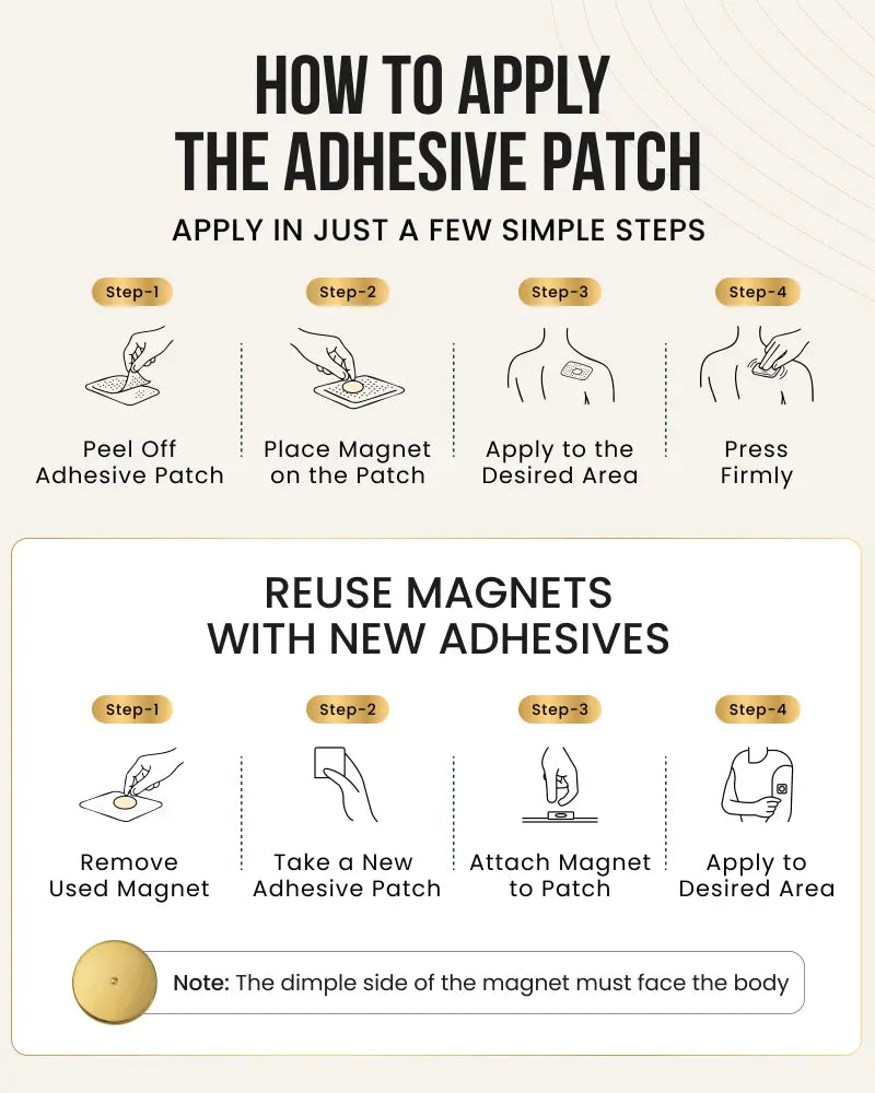 Gold circular adhesive patch for magnetic therapy with 24k gold plating and strong magnetic effect
