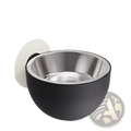 Black and stainless steel magnetic wall mounted adjustable pet food bowl with suction cup base for easy mounting