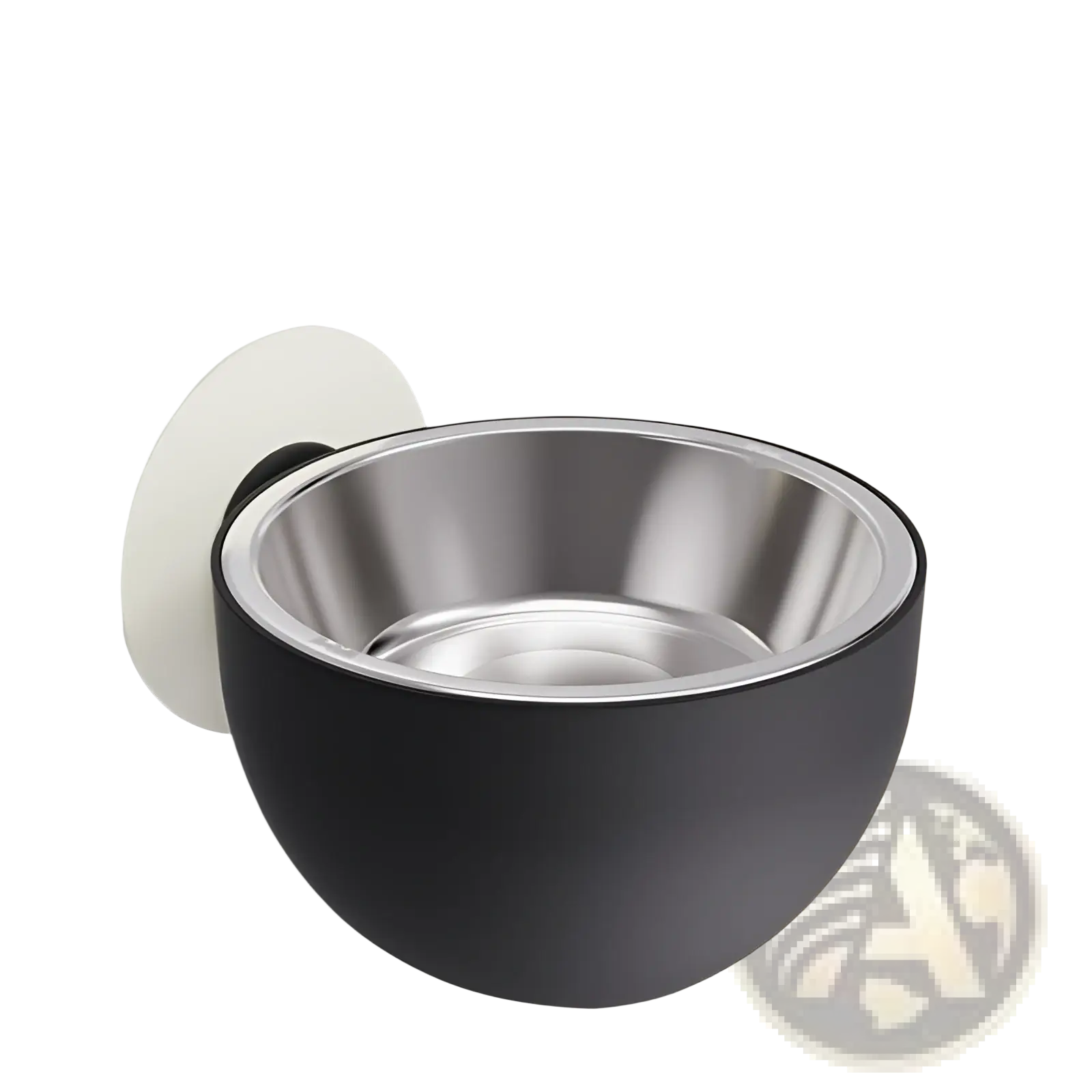 Black and stainless steel magnetic wall mounted adjustable pet food bowl with suction cup base for easy mounting
