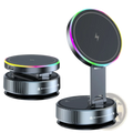 Magnetic wireless car charger and phone mount with 15w wireless charging stand, super magnetic base, and rainbow led ring