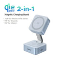 Silver Ugreen qi2 2-in-1 magnetic wireless charger stand with adjustable arm for multiple device compatibility
