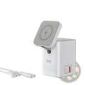 White qere magnetic wireless charging station 65w with sleek minimalist design and integrated usb-c port