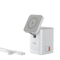 White qere magnetic wireless charging station 65w with sleek minimalist design and integrated usb-c port