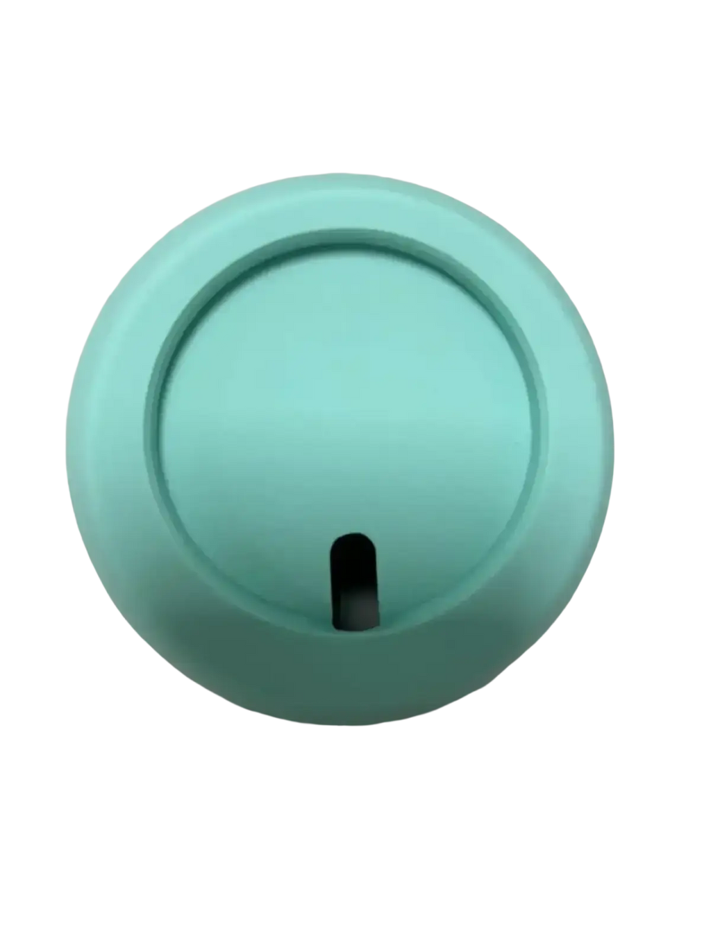Matte mint green circular lid with central slot for magnetic wireless phone charging stand for iphone back side