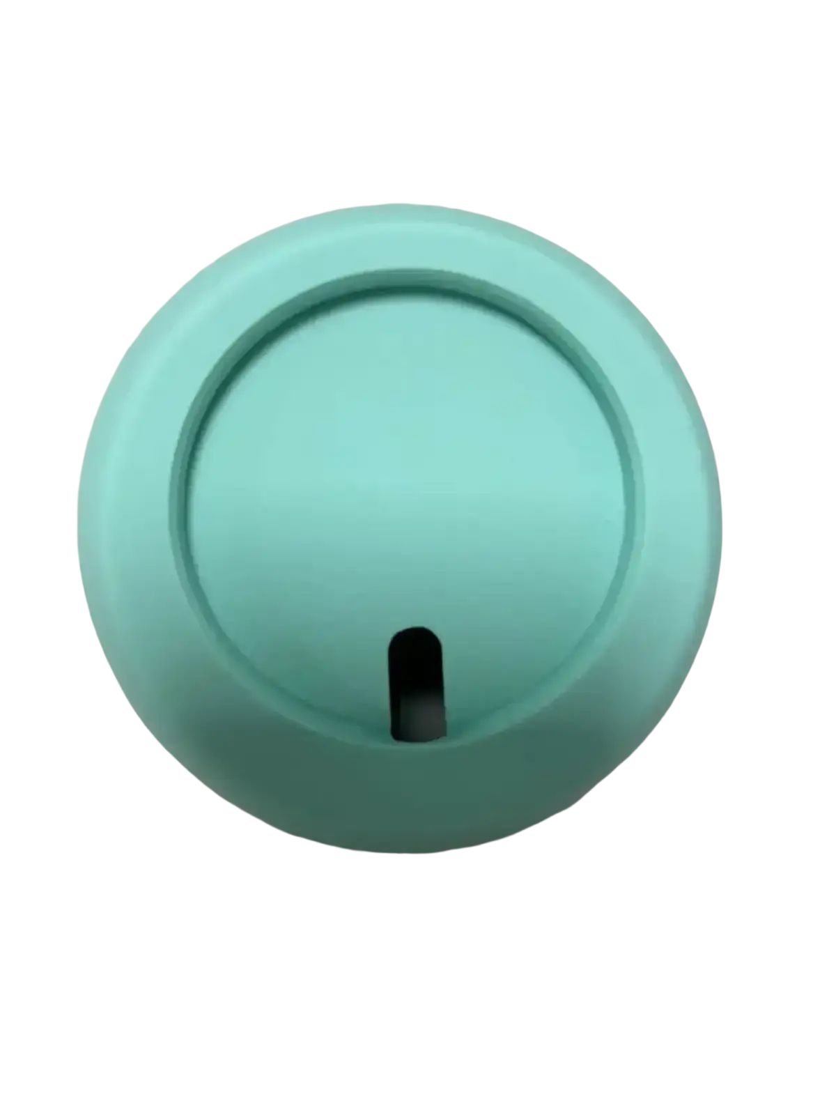 Matte mint green circular lid with central slot for magnetic wireless phone charging stand for iphone back side