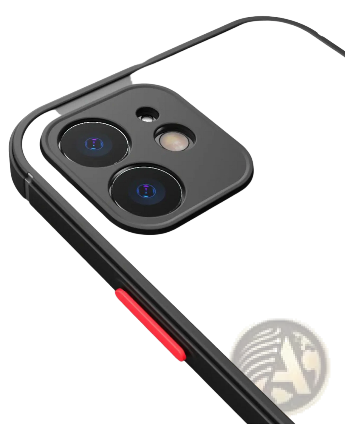 Back side of magsafe iphone 13 case with black matte finish and red accent on the side