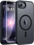 Back view of black magsafe iphone 16e matte case with circular magsafe charging pad design and matte finish
