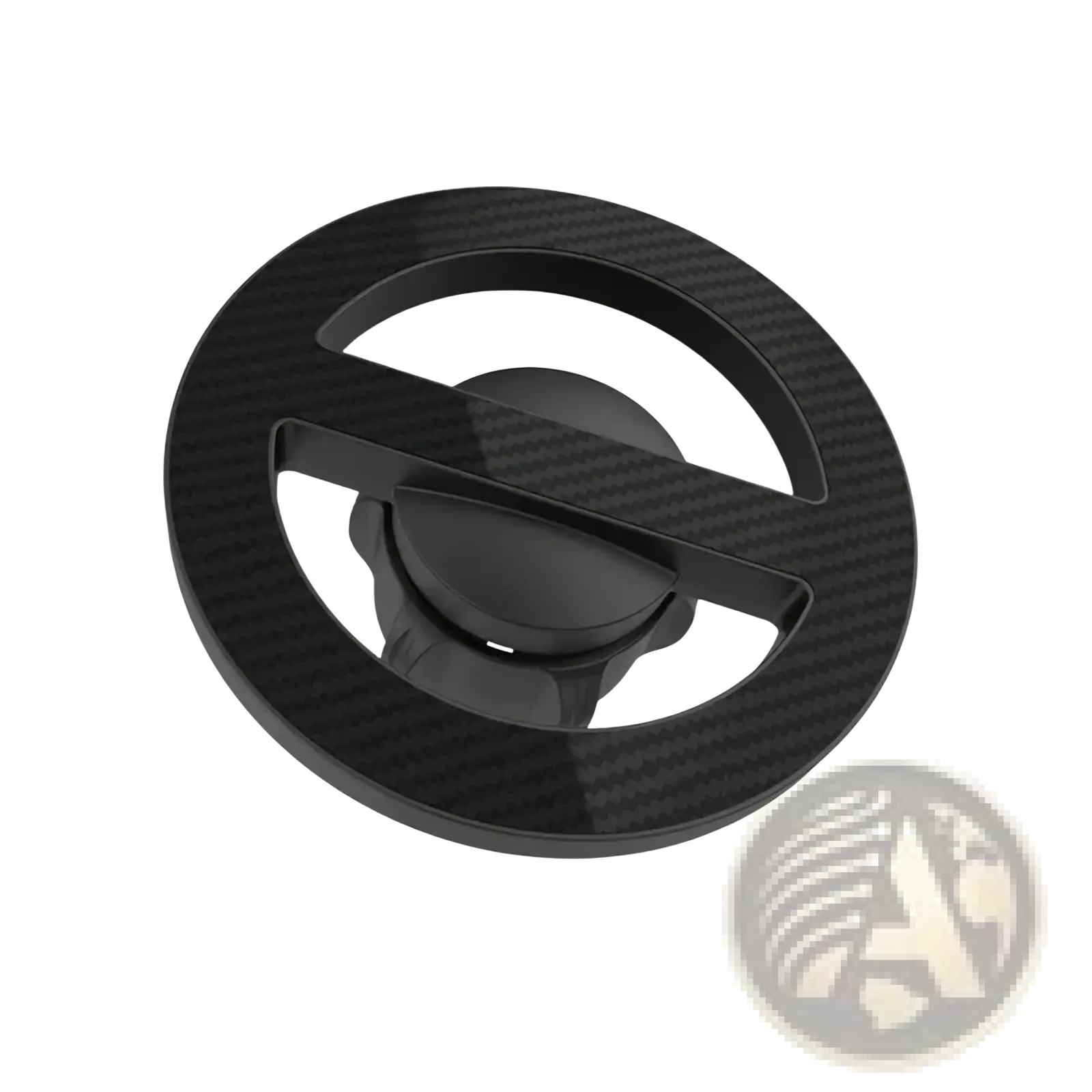 Black carbon fiber textured magsafe magnetic car mount base with 17mm ball head and central rotating grip