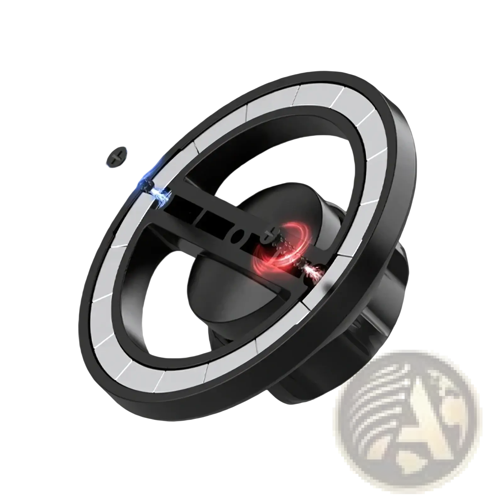 Black and silver circular Magsafe magnetic car mount base with 17 powerful n52 magnets and 17mm ball head shown from back side