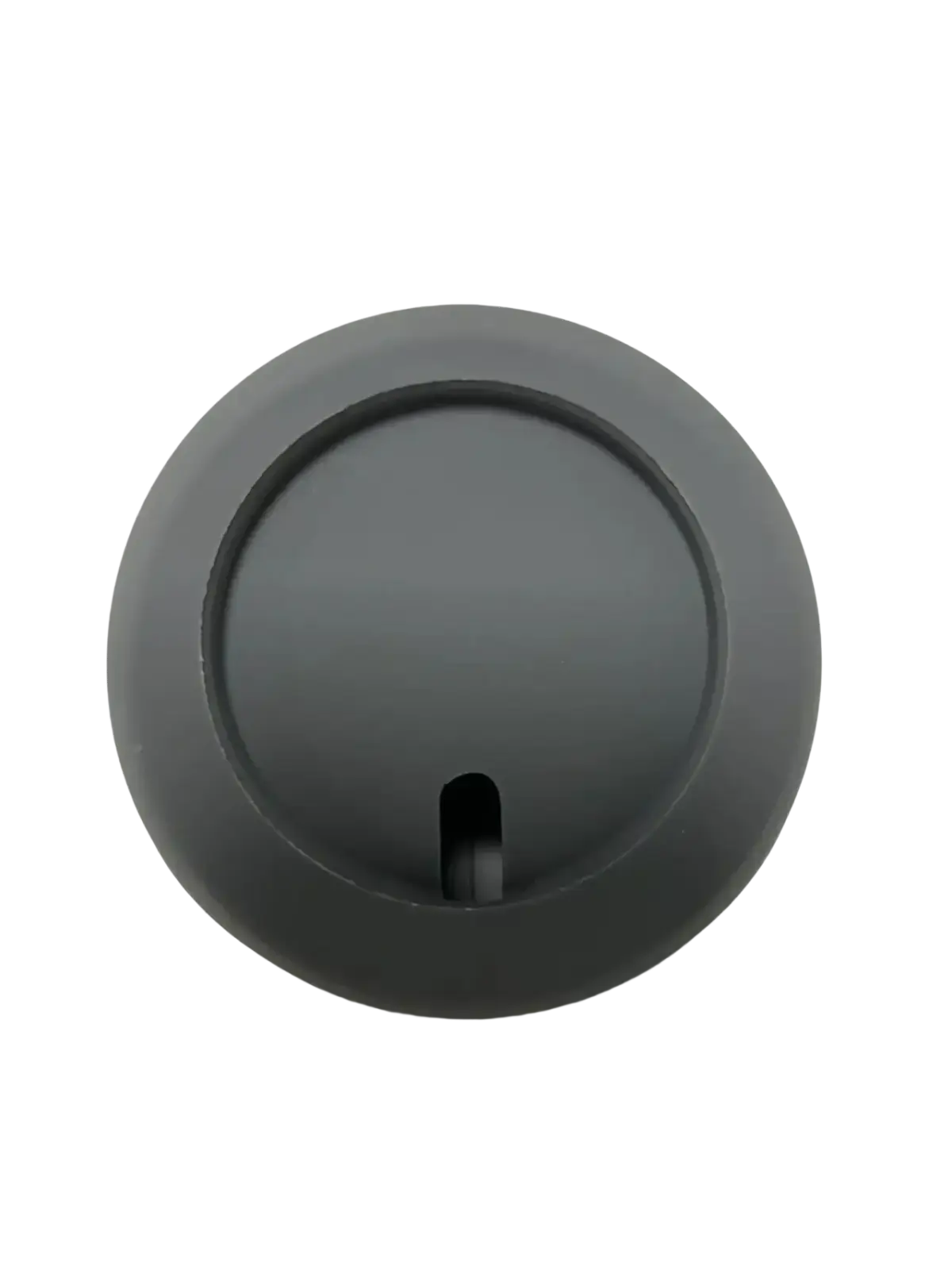 Gray circular plastic lid with a small rectangular opening for magsafe wireless charging desk stand for iPhone