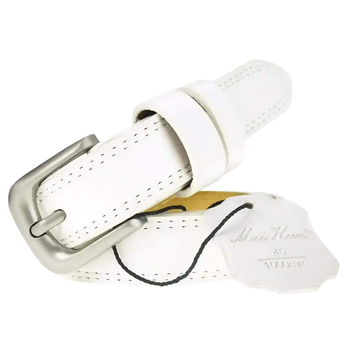 White leather belt maikun women leather belt with silver buckle and perforated detailing for fashion waistband