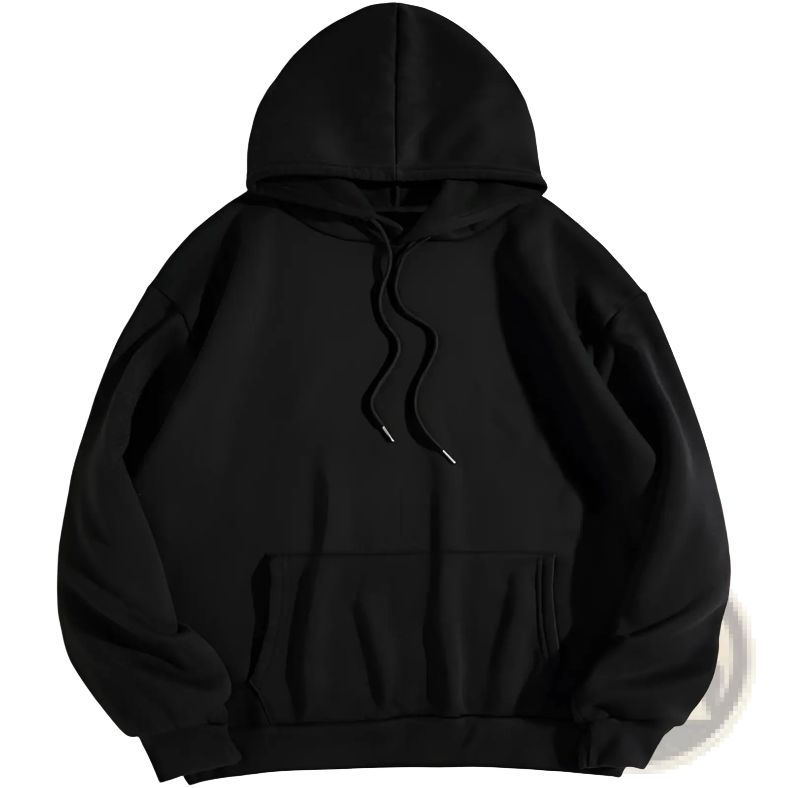 Black hooded sweatshirt with front pocket and drawstrings featured as do what makes you happy oversized streetwear hoodie