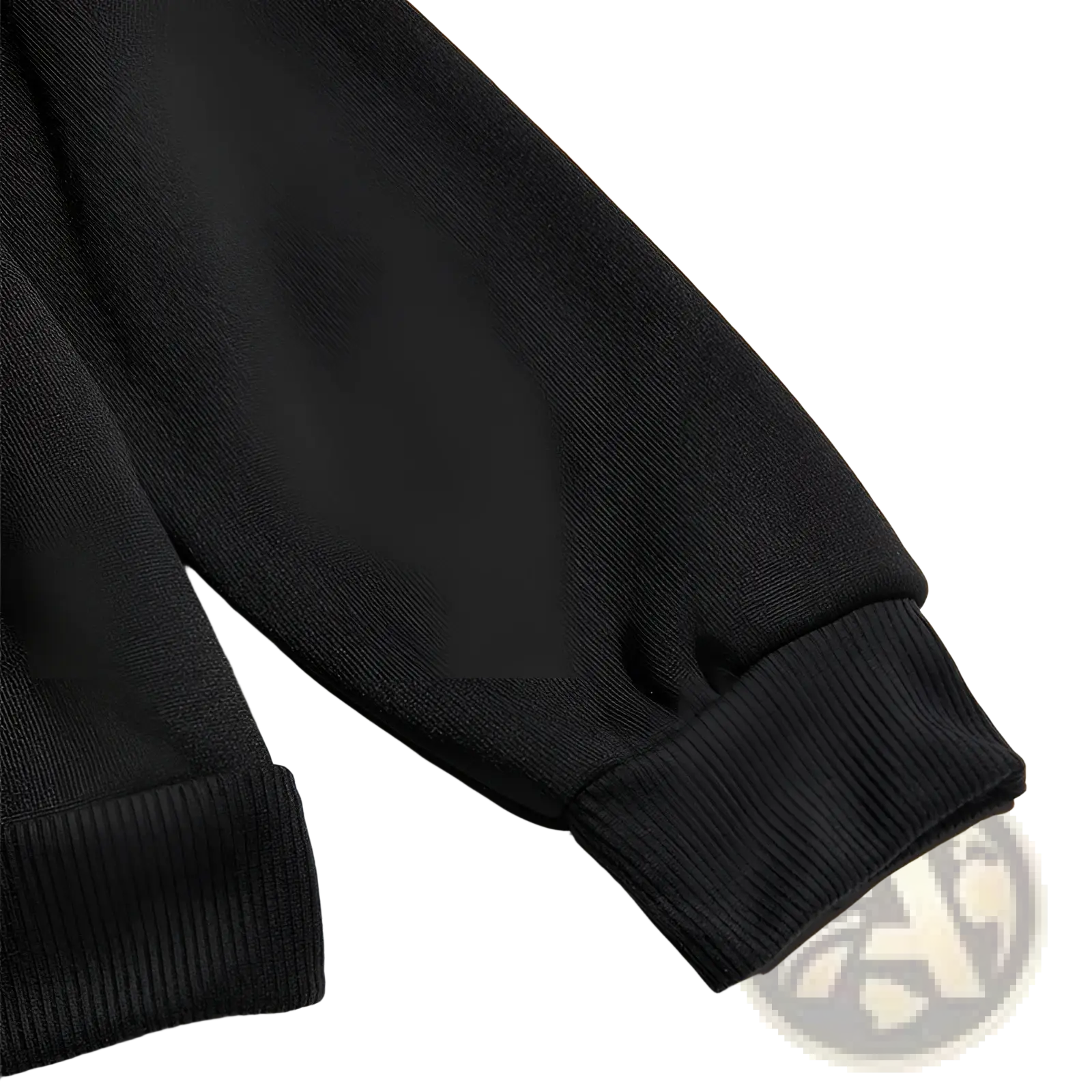 Black ribbed knit sleeve with elasticated cuff on do what makes you happy oversized streetwear hoodie