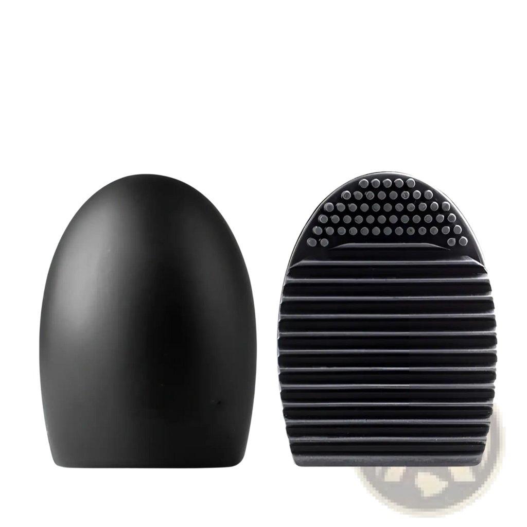 Black silicone eyelash brush with textured bristles and smooth rounded handle for makeup brush cleaner silicone egg tool