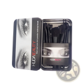 Makeup brush set 12 piece professional black metal wet and powder brushes in a tin case with monochrome eye design