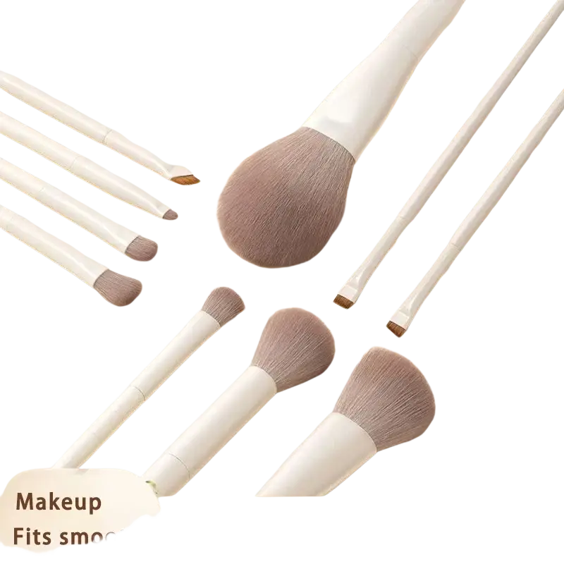Set of 12-piece white and gold makeup brushes with soft gray bristles for precise cosmetic application