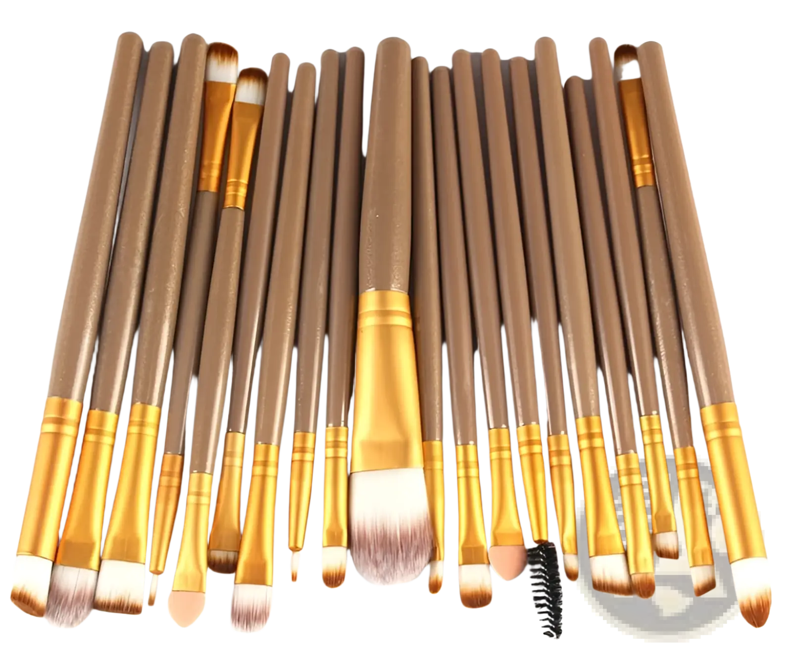 Makeup brush set professional cosmetic brushes 20pc with 25 brown and gold brushes including large fluffy heads