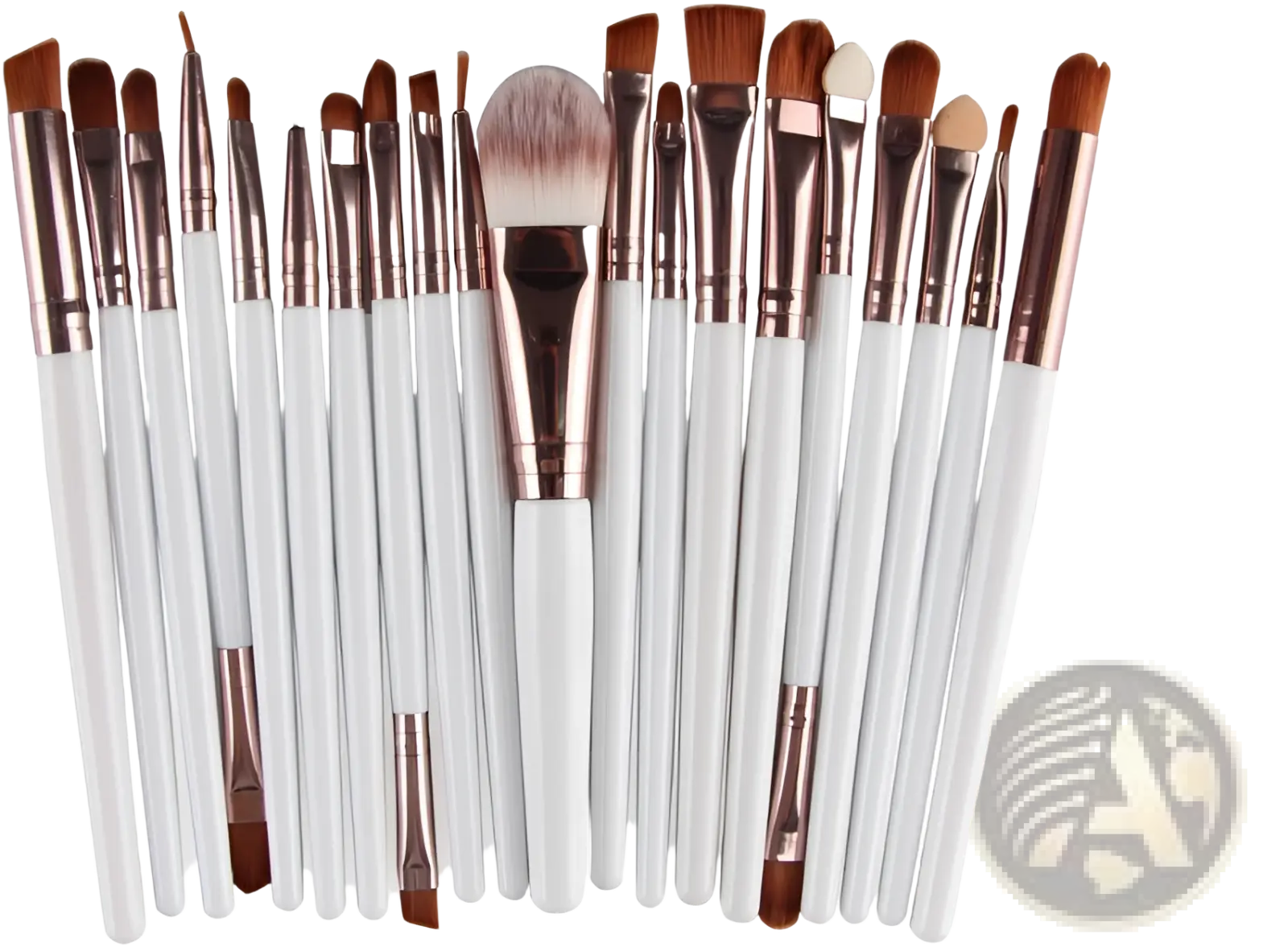 Makeup brush set professional cosmetic brushes 24pc with white handles rose gold ferrules and various brush heads