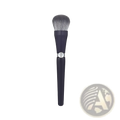 Navy blue makeup brush with soft hair, tapered handle, and silver metallic accent for face powder application