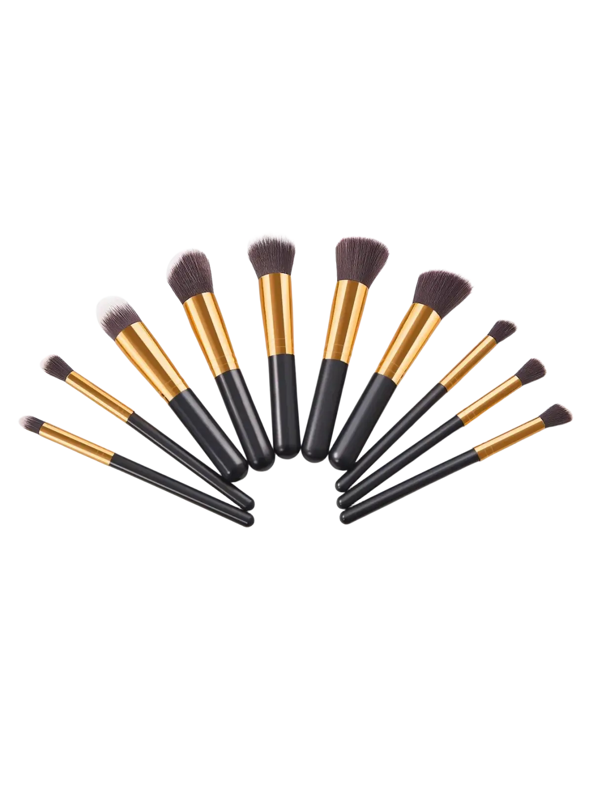 Makeup brushes set of 12 with black and gold handles and soft bristles for professional beauty cosmetics tools