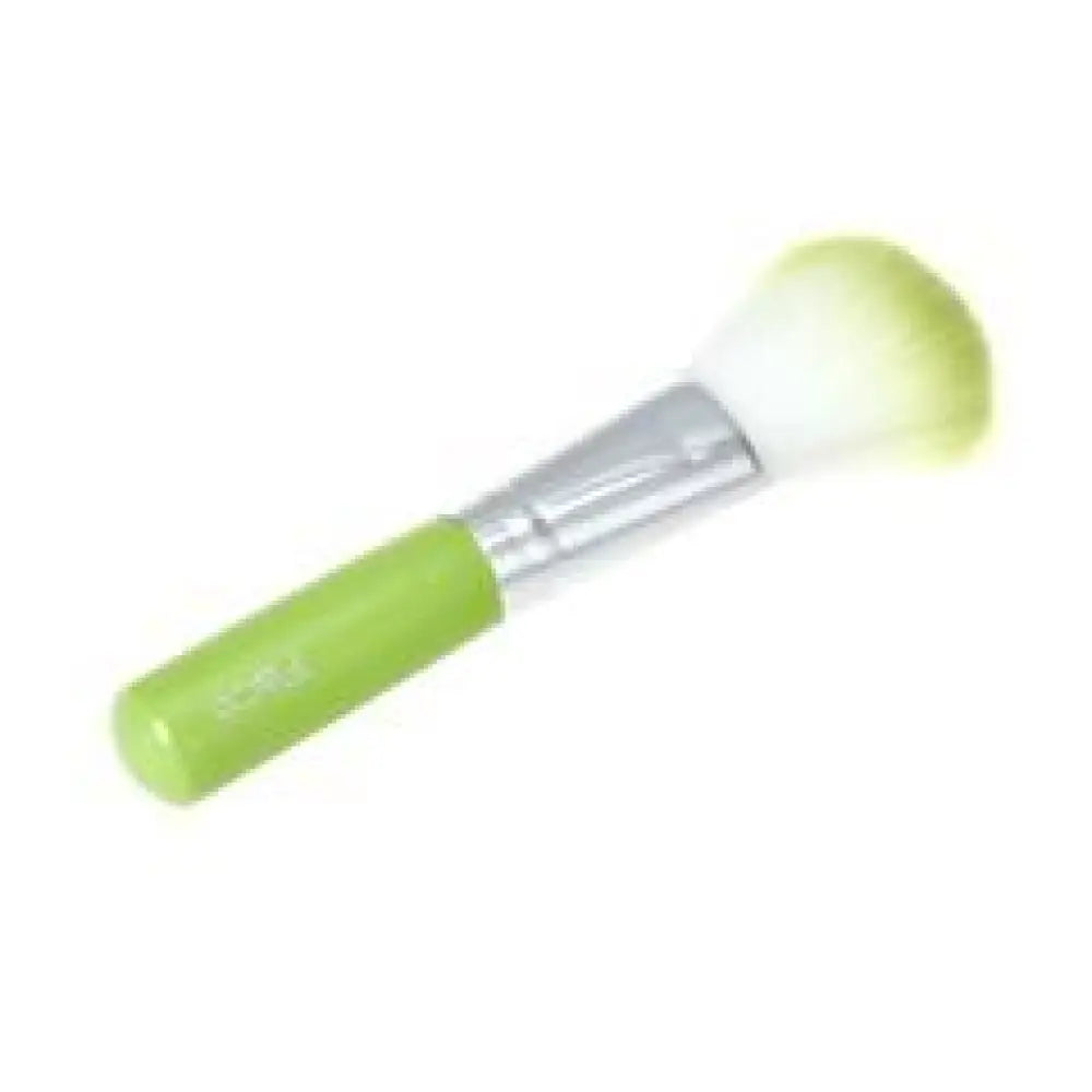 Professional synthetic foundation and face brush with lime green handle silver ferrule and soft gradient bristles