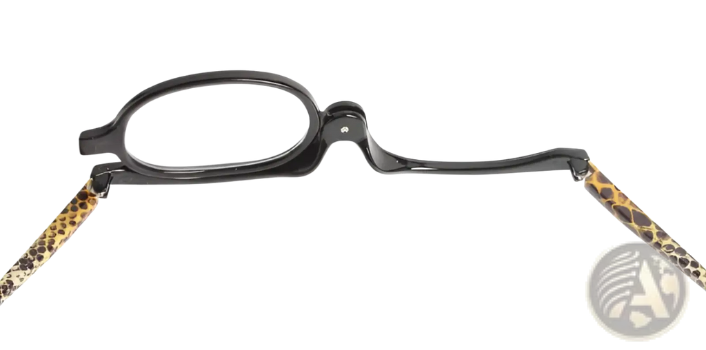 Black folding reading glasses with leopard print temple arms makeup reading glasses plus 2.50 strength variety pack