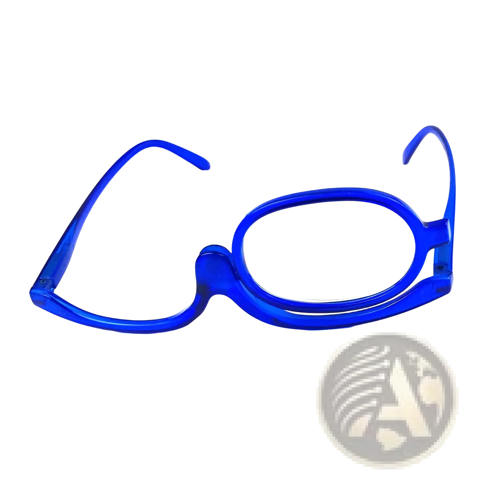 Blue plastic makeup reading glasses with clear lenses and plus 2.50 strength in variety pack
