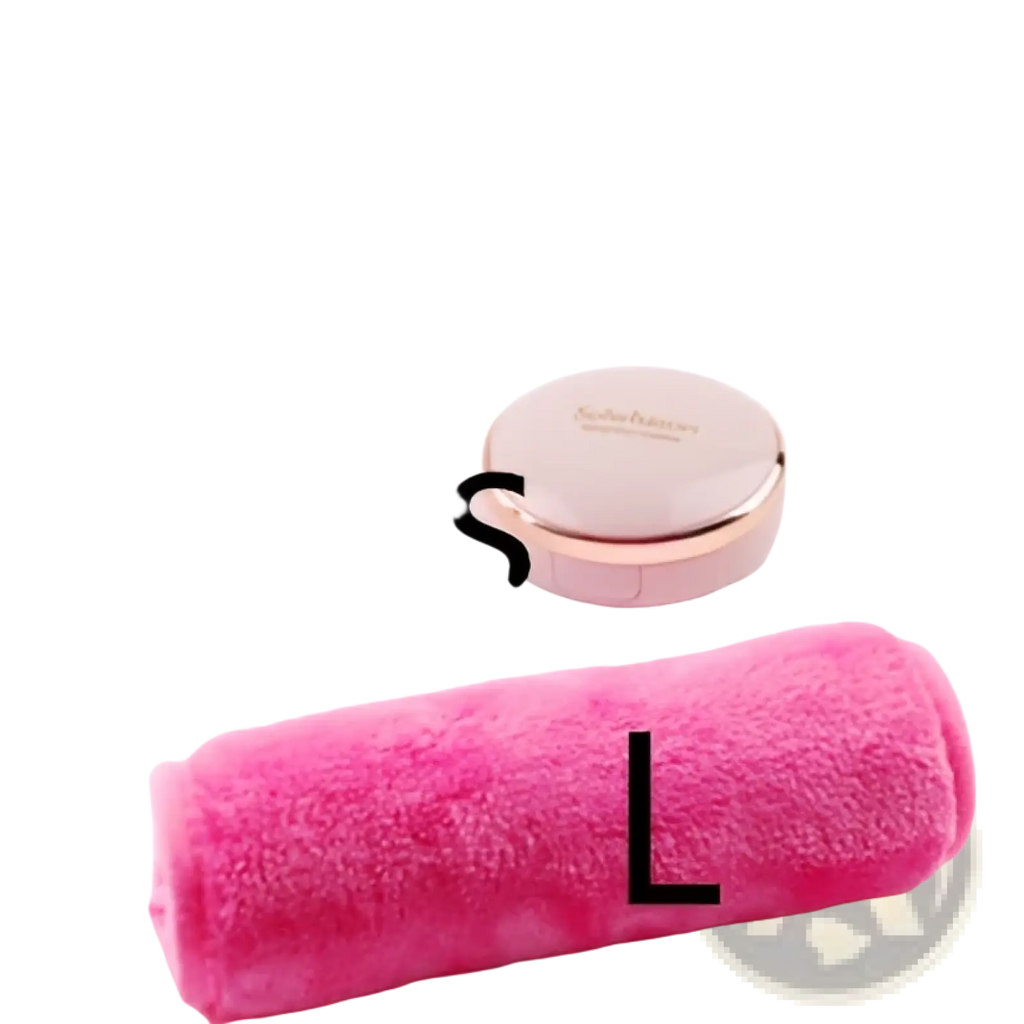 Pink fluffy microfiber makeup remover towel roll in reusable 5 pack for gentle facial cleansing and makeup removal