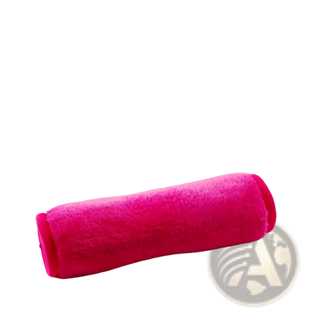 Bright pink reusable microfiber makeup remover towel roll made of plush fabric in a 5 pack set