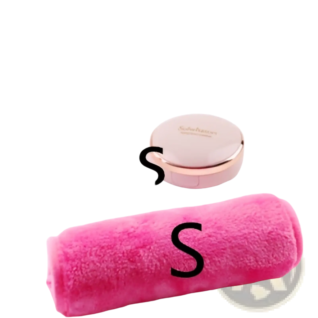 Pink rolled makeup remover towel with soft plush texture reusable microfiber 5 pack for gentle cleansing