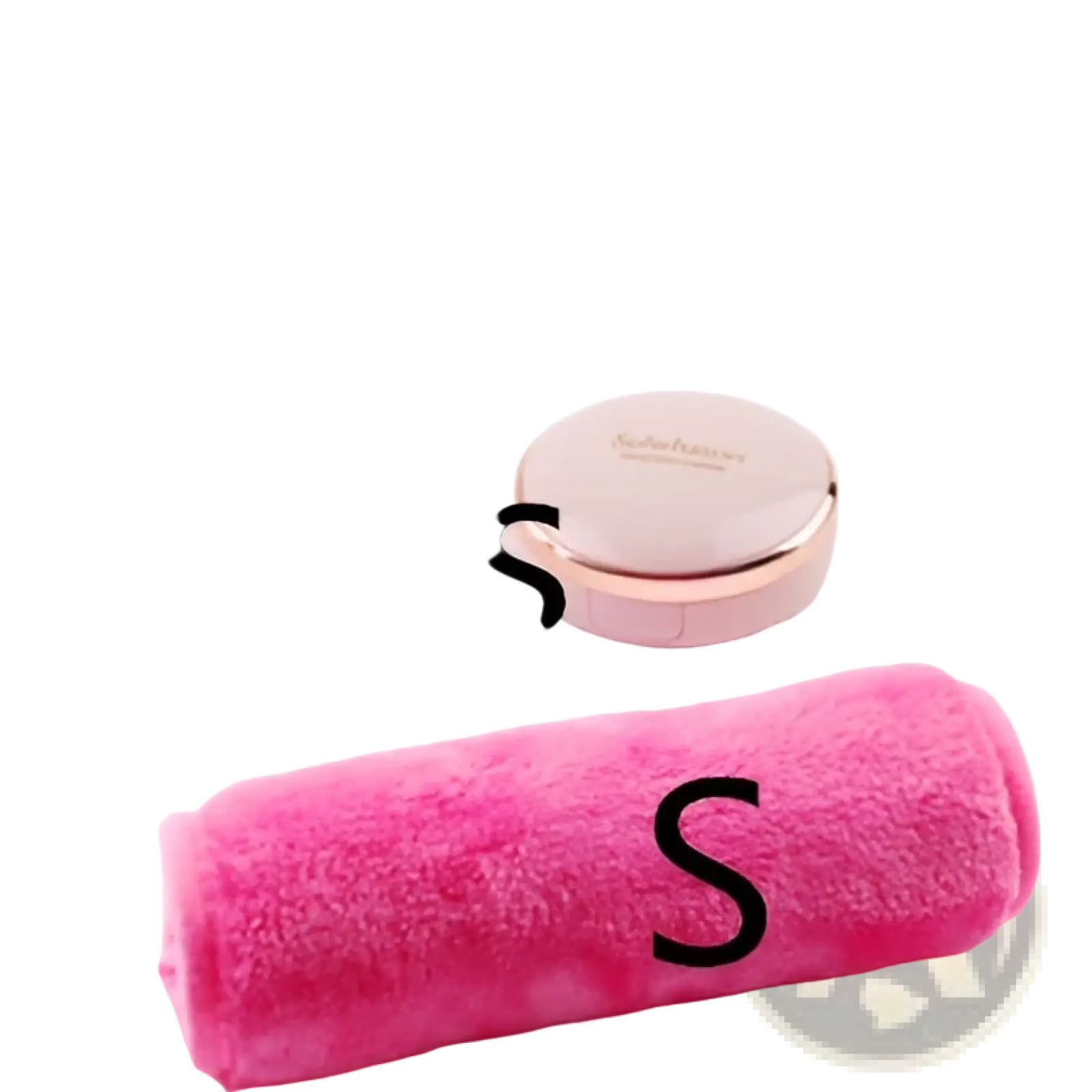 Pink fuzzy microfiber makeup remover towel roll in a reusable 5 pack set for gentle facial cleansing