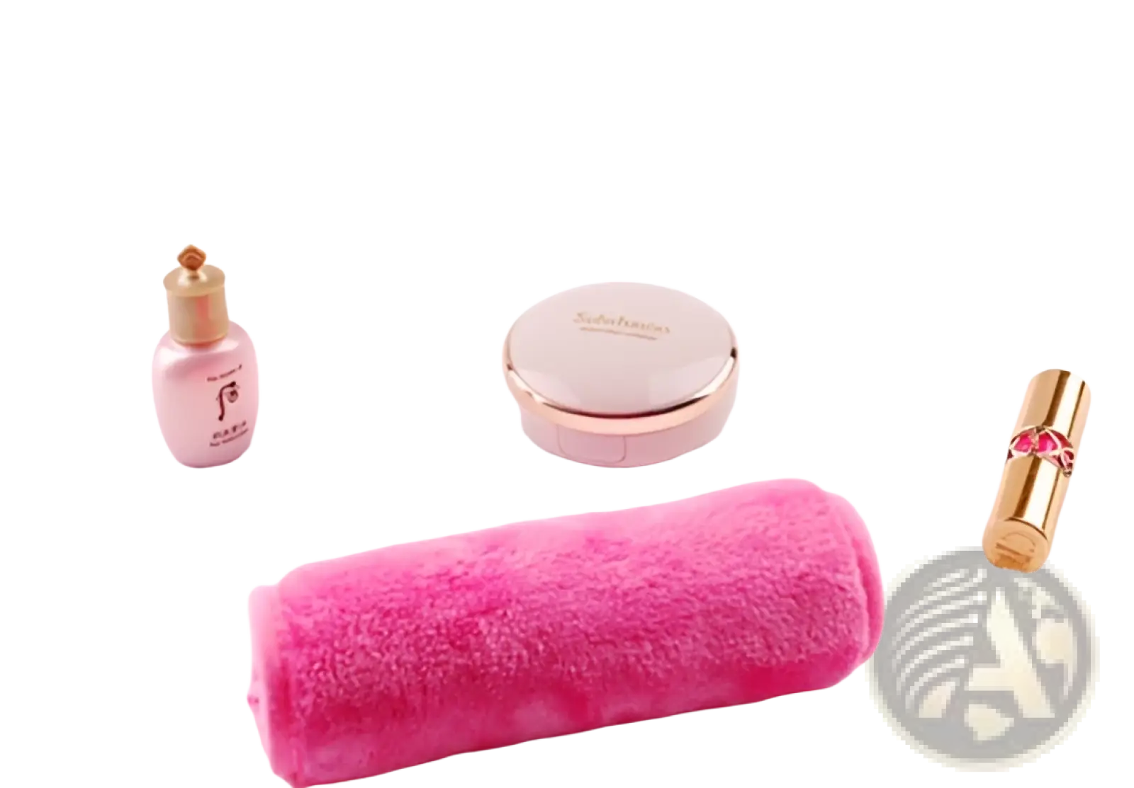 Pink fluffy reusable microfiber makeup remover towel displaying soft texture in a 5 pack set