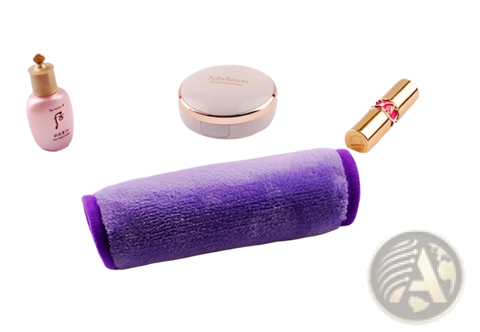 Purple velvet makeup remover towel with rolled edges and soft plush microfiber texture reusable 5 pack