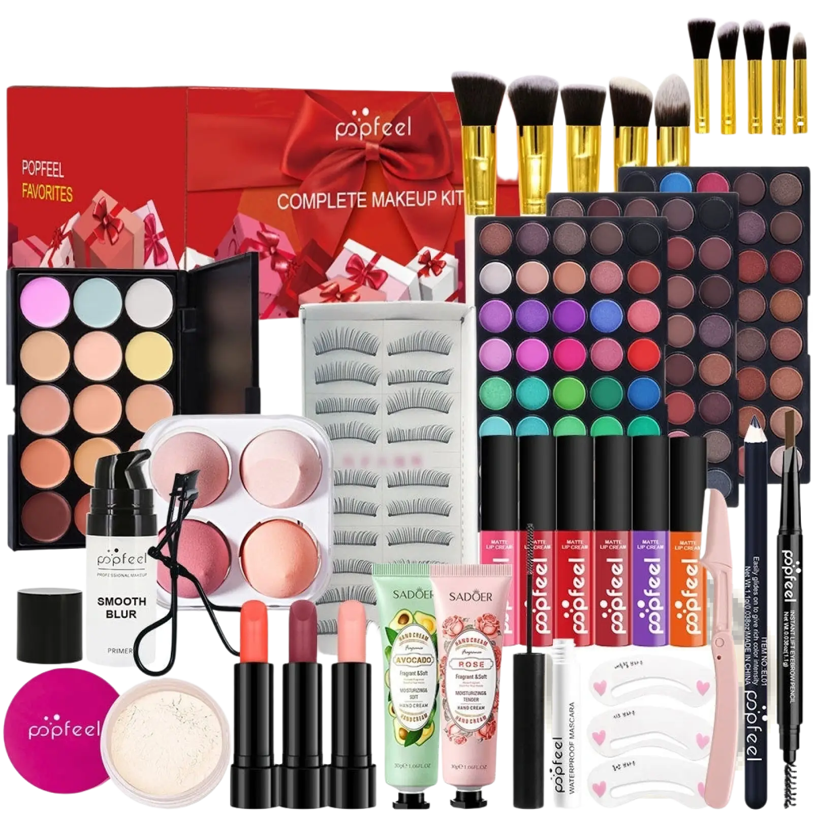 Makeup set popfeel festive red gift kit 27 pcs featuring a complete makeup kit in a red festive gift box design