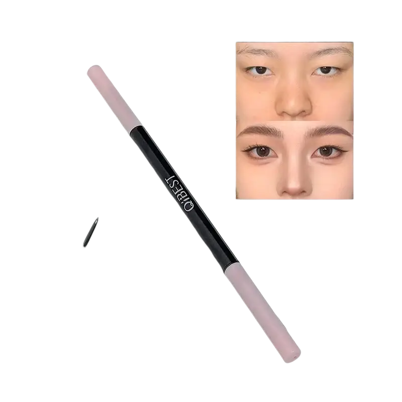 A sleek black and pink cibest eyebrow pencil with a fine tip for precise grooming in makeup sets camera shaped kit