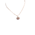 Silver stainless steel mama gemstone pendant necklace with round colorful gemstone-embedded intricate design