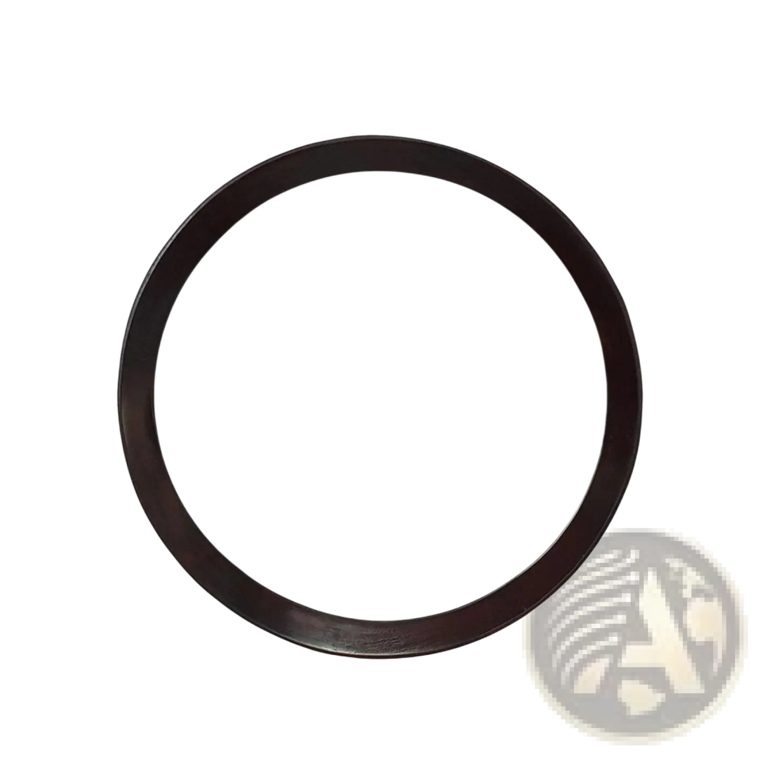 Mango wood round wall mirror with a dark bronze 19.75 inch wooden frame and 17.5 inch glass surface