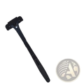Black plastic manual back shaver with textured grip handle and integrated comb for body hair removal with five blades